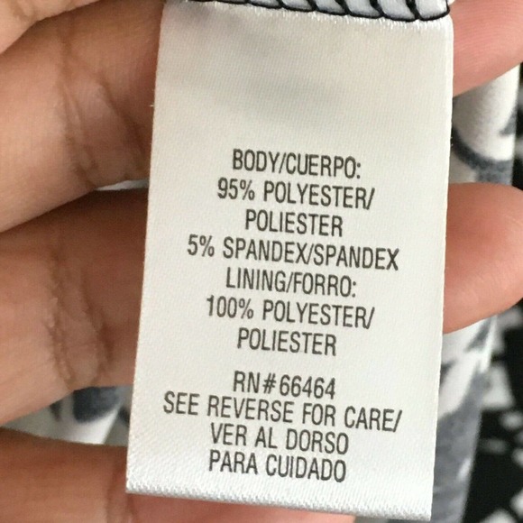 NWT‎ Sandra Darren Dress Womens Sz 16 Black White Patterned Stretch Short Sleeve - Picture 7 of 11